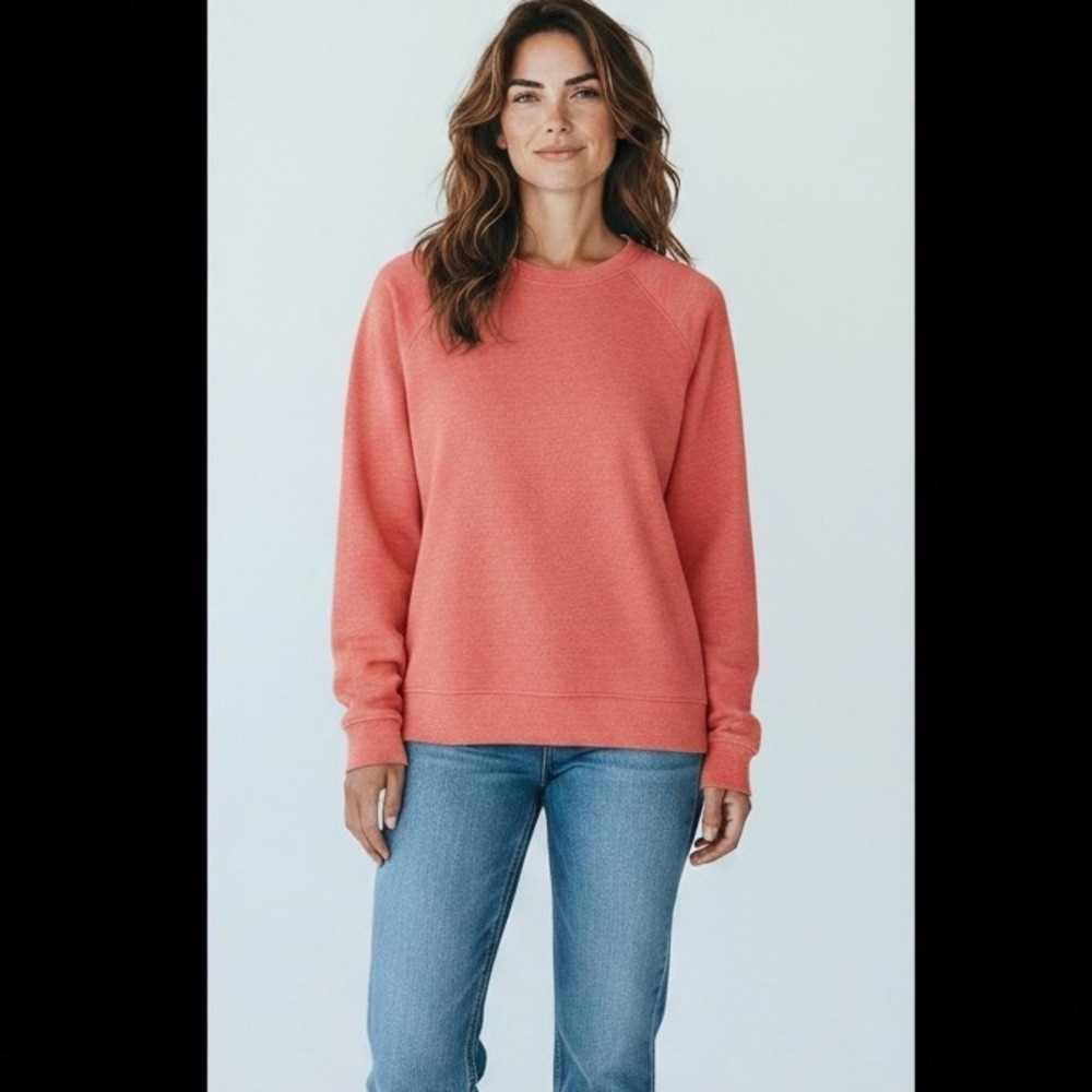 Wildfox Womens Coral‎ Pink Long Sleeve Crew Neck Sweatshirt Relaxed Fit Large